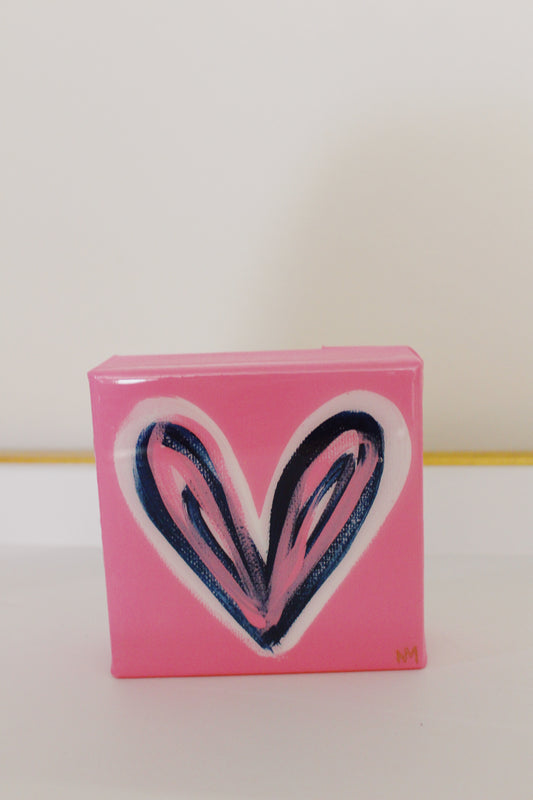 Bubble Gum Pink and Navy Heart