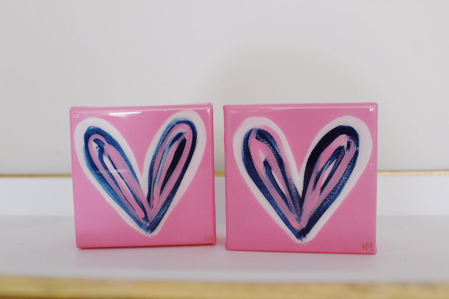 Bubble Gum Pink and Navy Heart