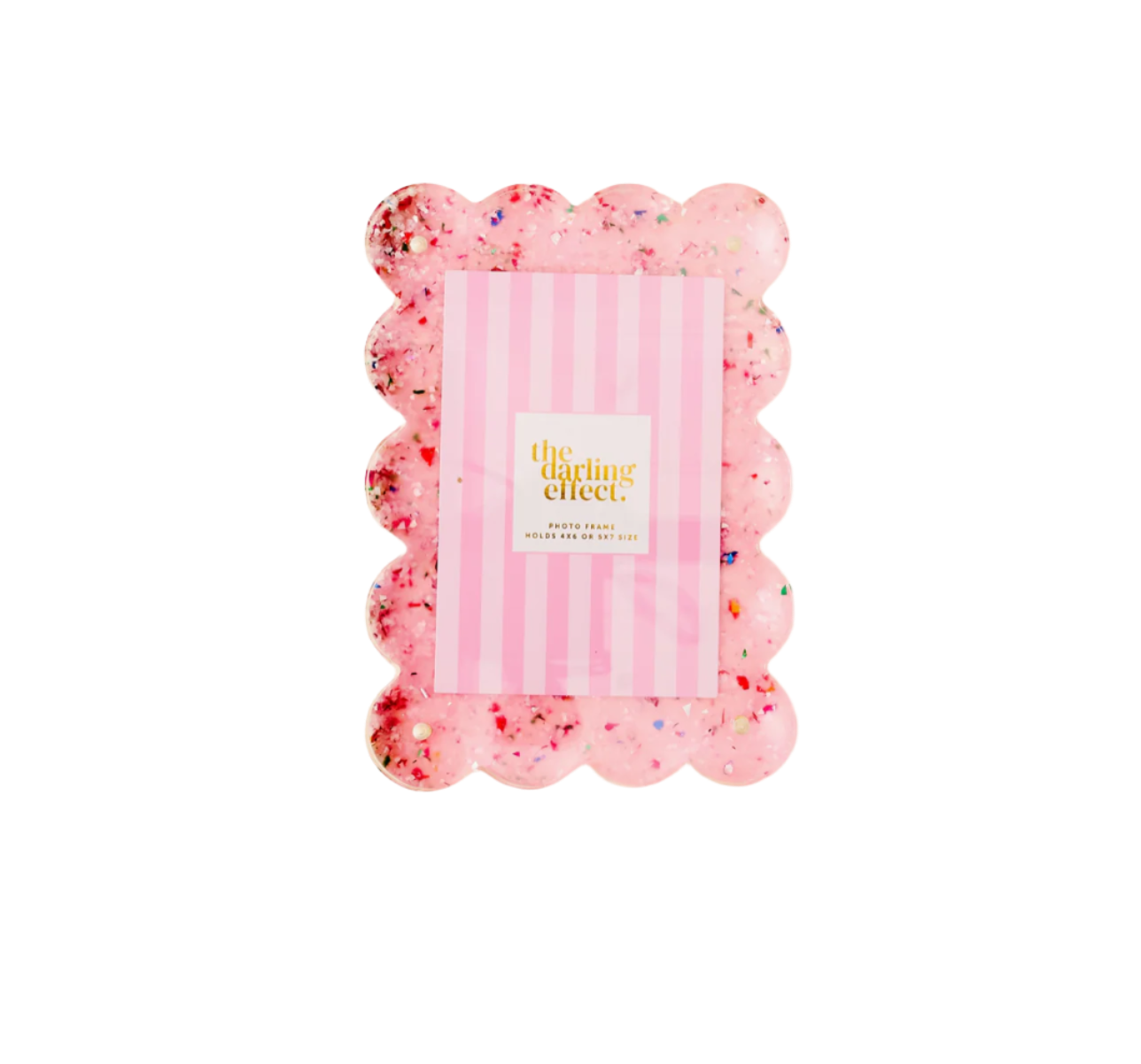 Rectangle Scalloped Acrylic Frame-Confetti Pink
