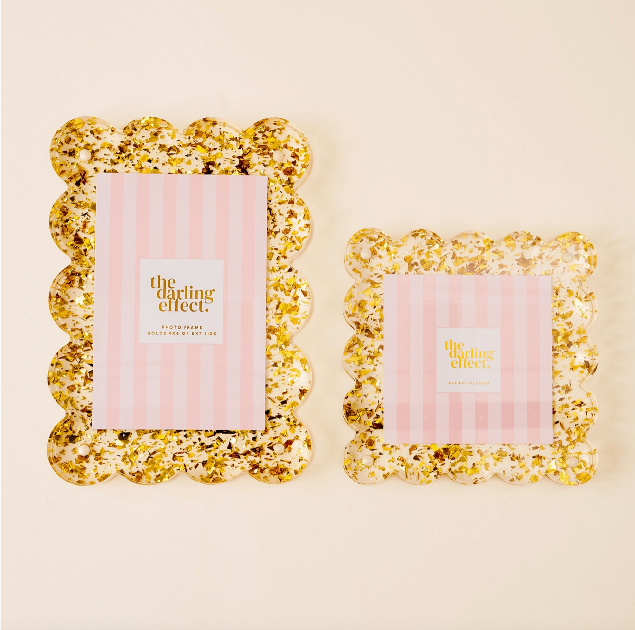 Square Scalloped Acrylic Frame-Confetti Gold