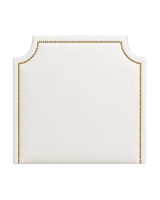 White Headboard with Gold Nailheads
