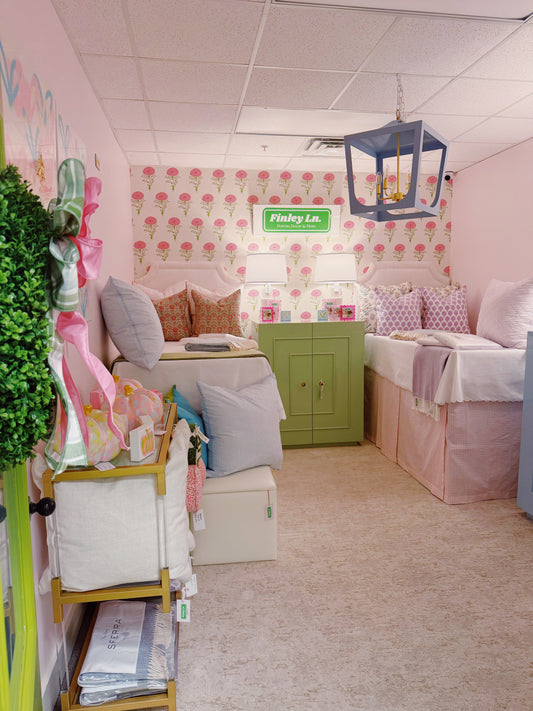 Pink Ticking Stripe Twin Headboard