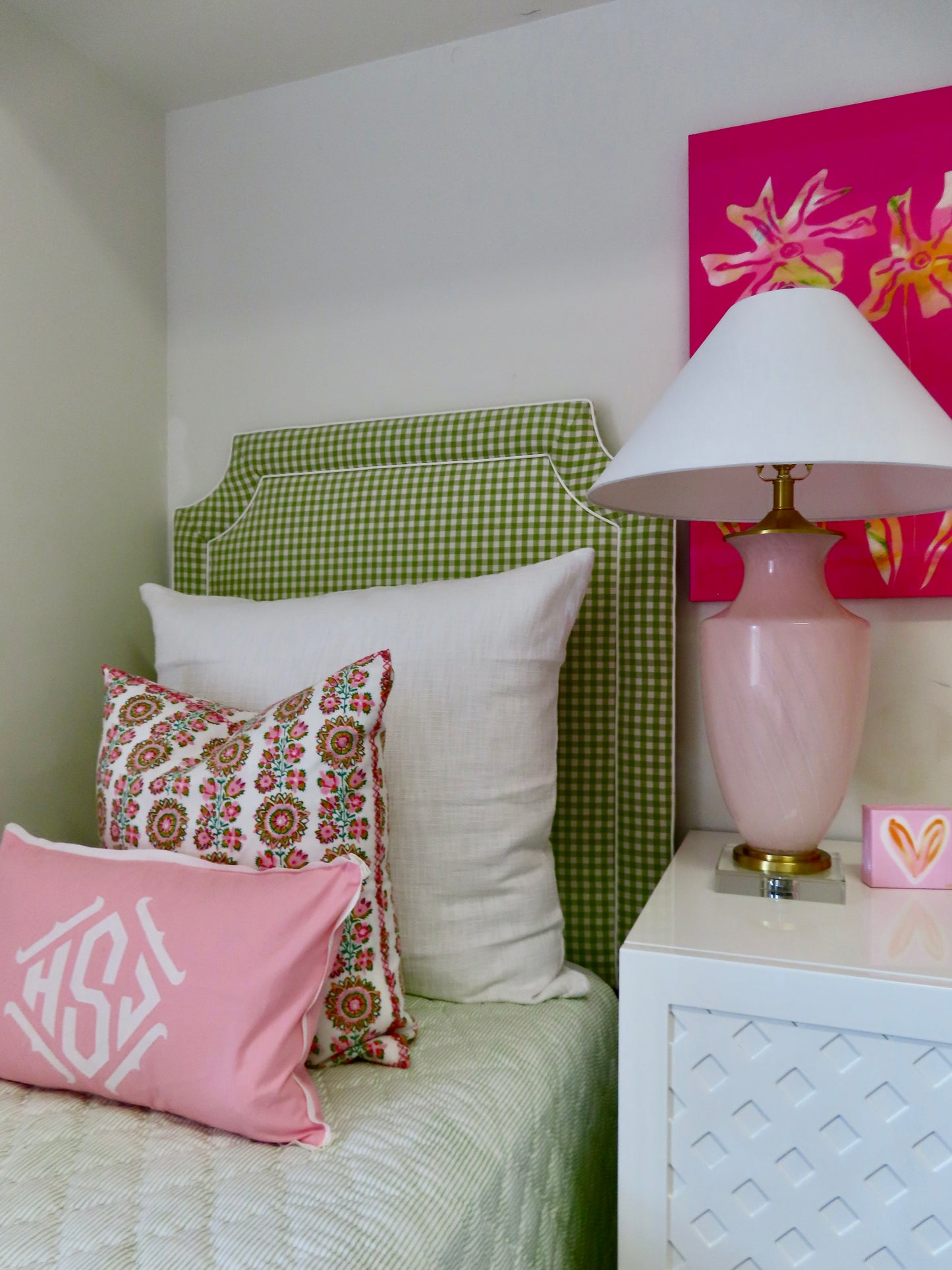 Green Check Twin Headboard