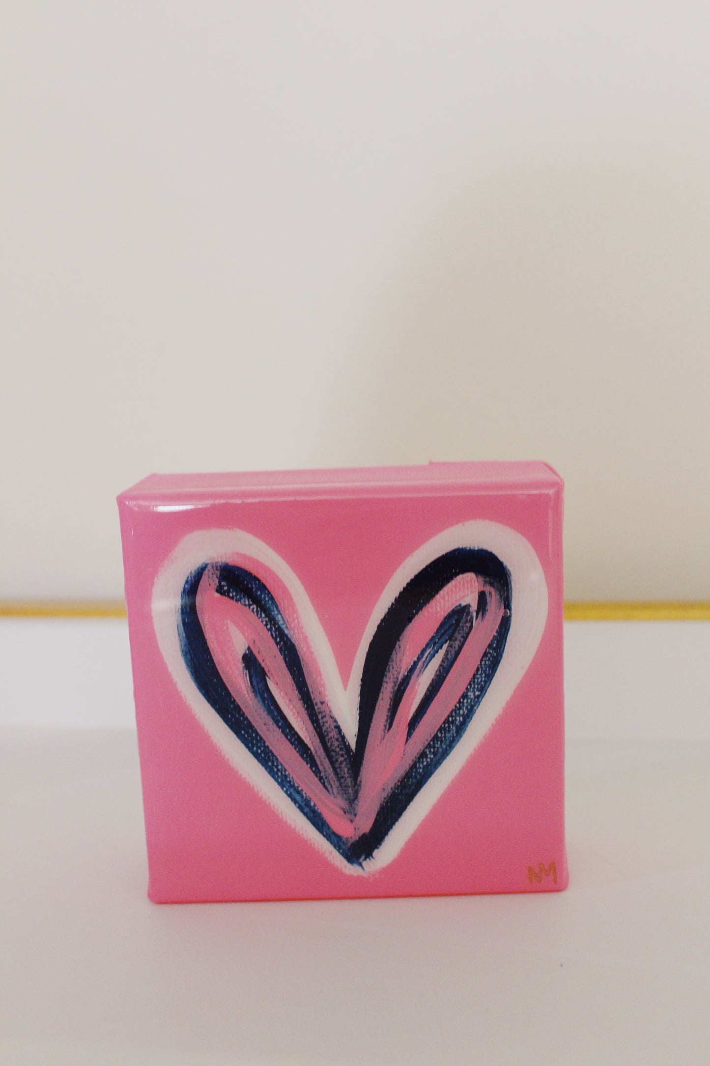 Bubble Gum Pink and Navy Heart