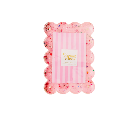 Rectangle Scalloped Acrylic Frame-Confetti Pink