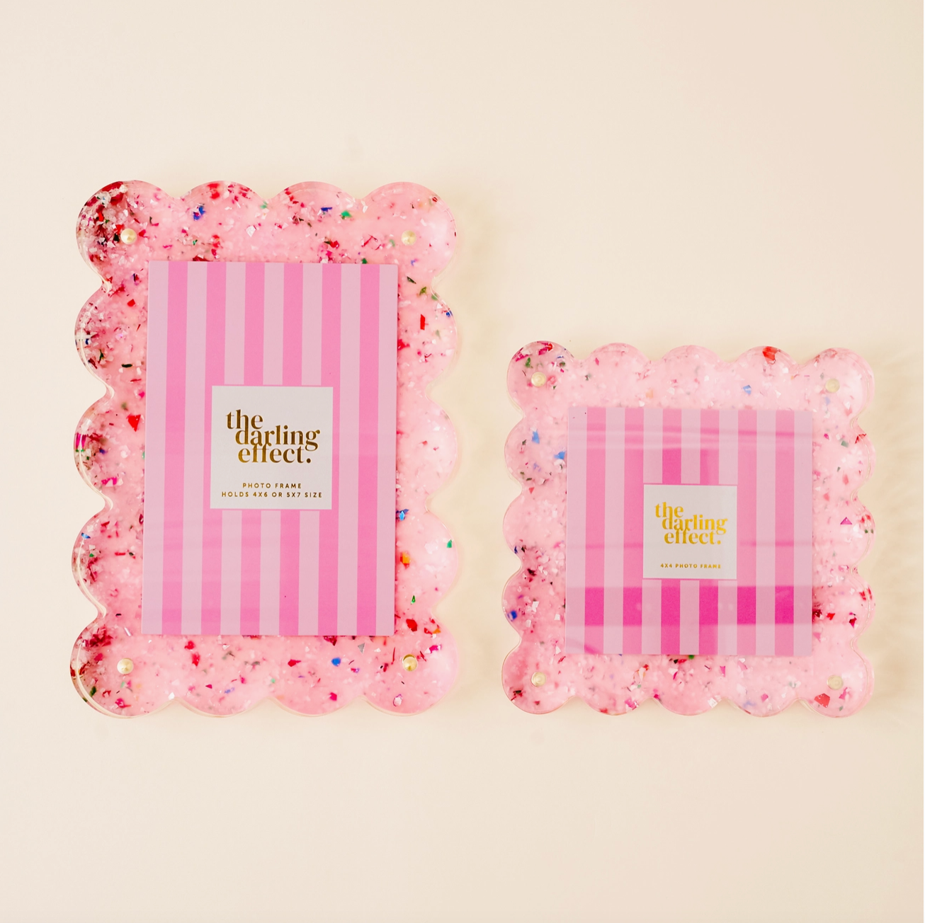 Rectangle Scalloped Acrylic Frame-Confetti Pink