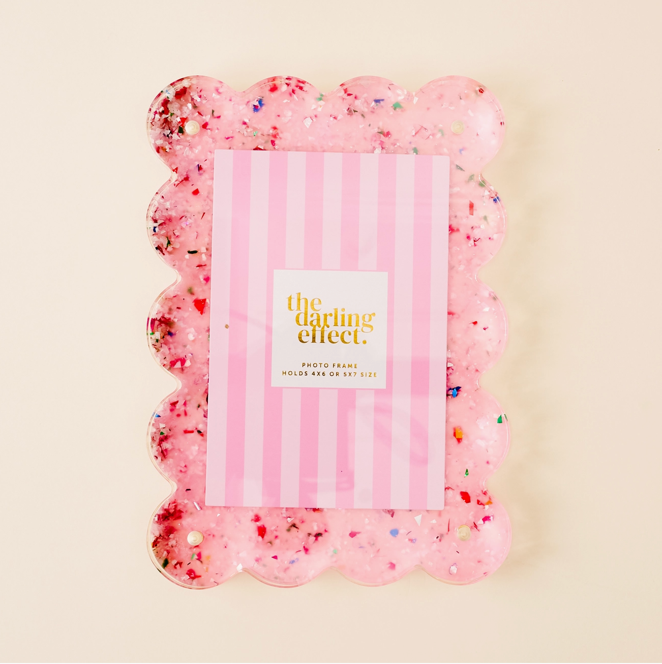 Rectangle Scalloped Acrylic Frame-Confetti Pink