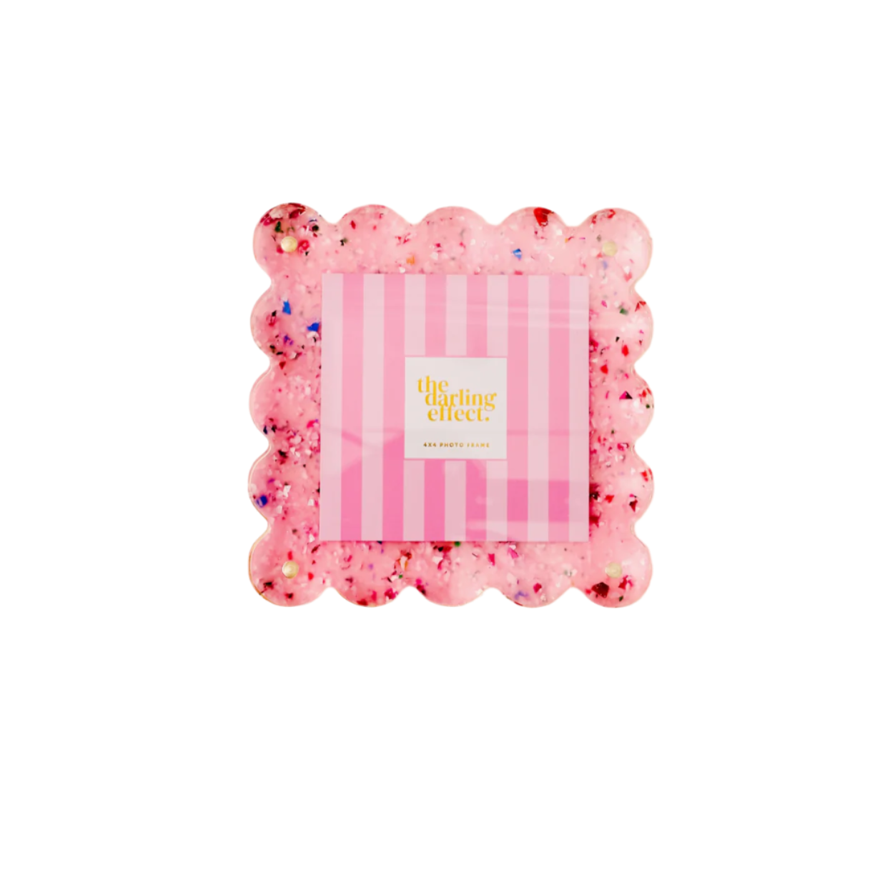 Square Scalloped Acrylic Frame-Confetti Pink