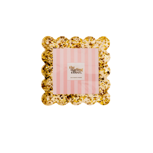 Square Scalloped Acrylic Frame-Confetti Gold