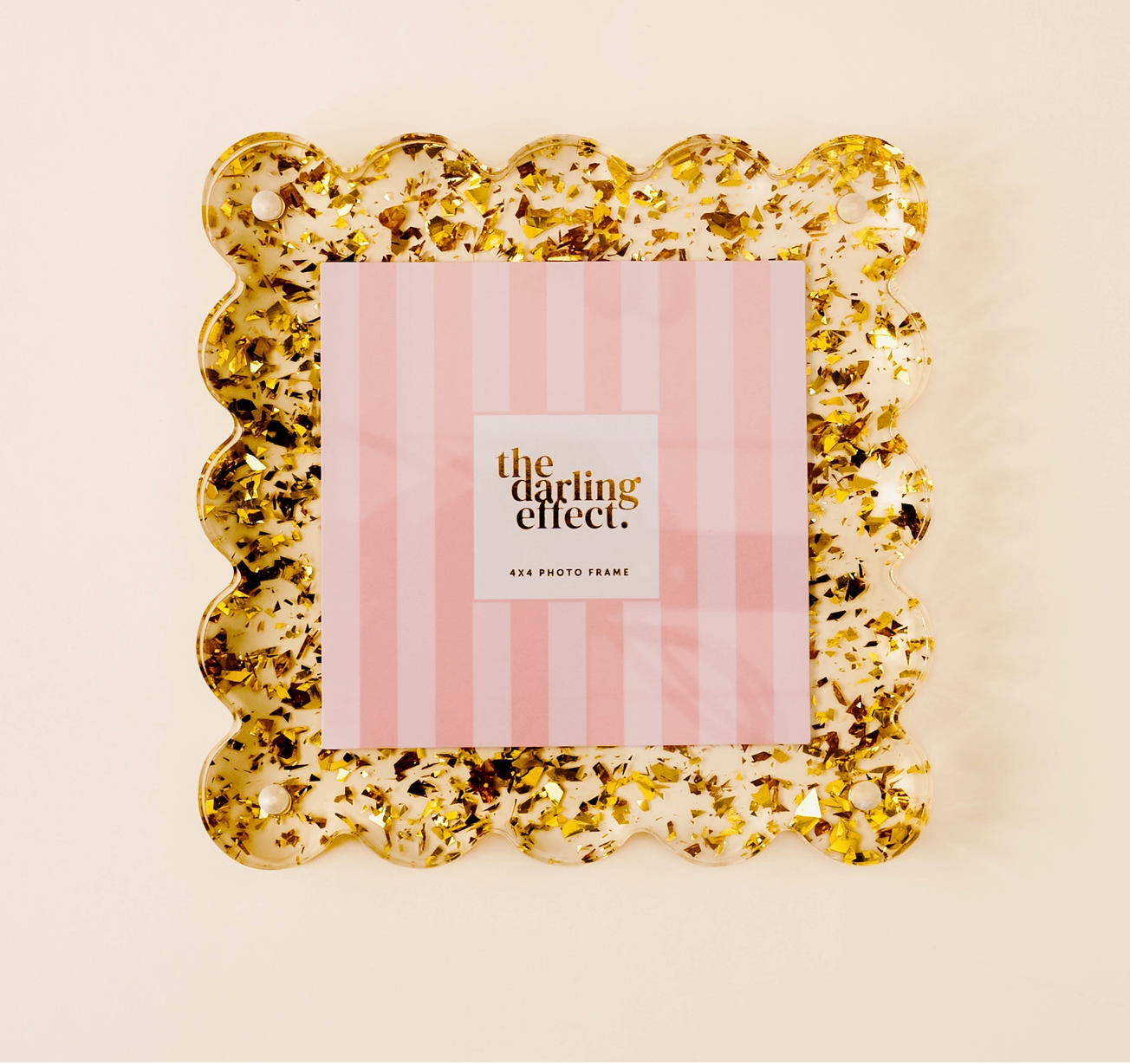 Square Scalloped Acrylic Frame-Confetti Gold