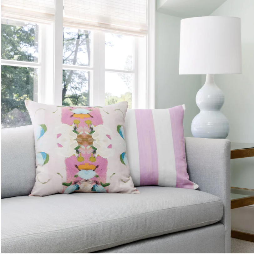 Monet's Garden Pink Decorative Pillow