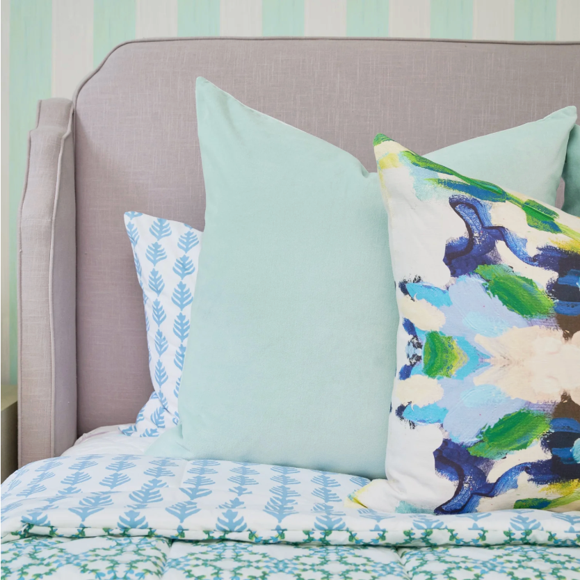Spa Blue 22x22 Solid Velvet Pillow